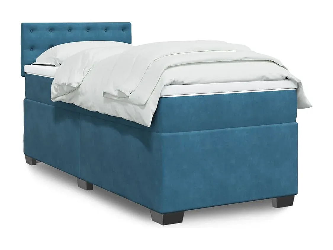 Komfortables Boxspringbett in Blau mit Matratze 90x190 cm