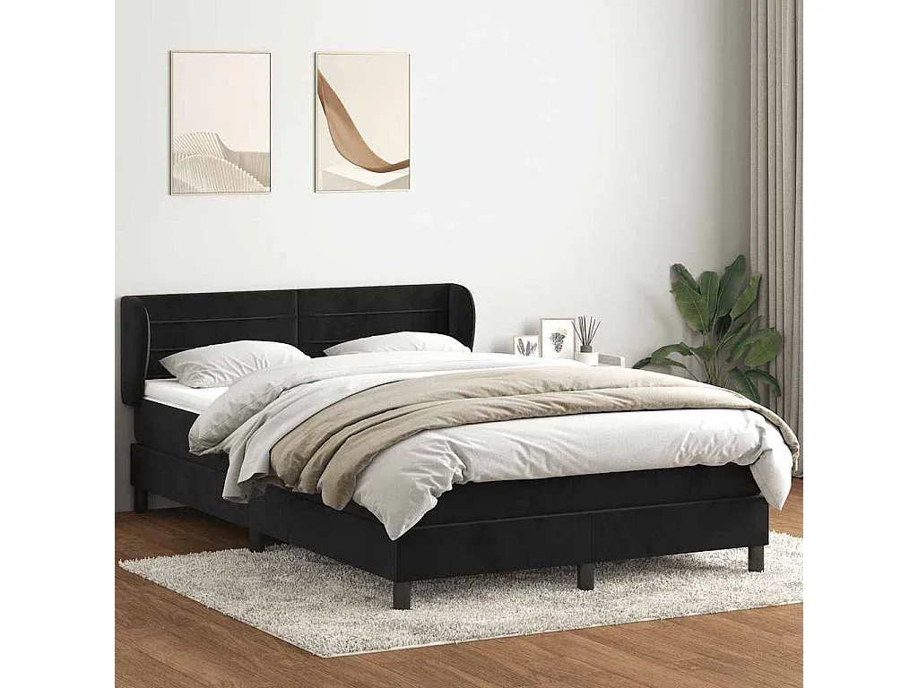 Polsterbett mit Matratze, Schwarz, 160x220 cm, Samtbezug