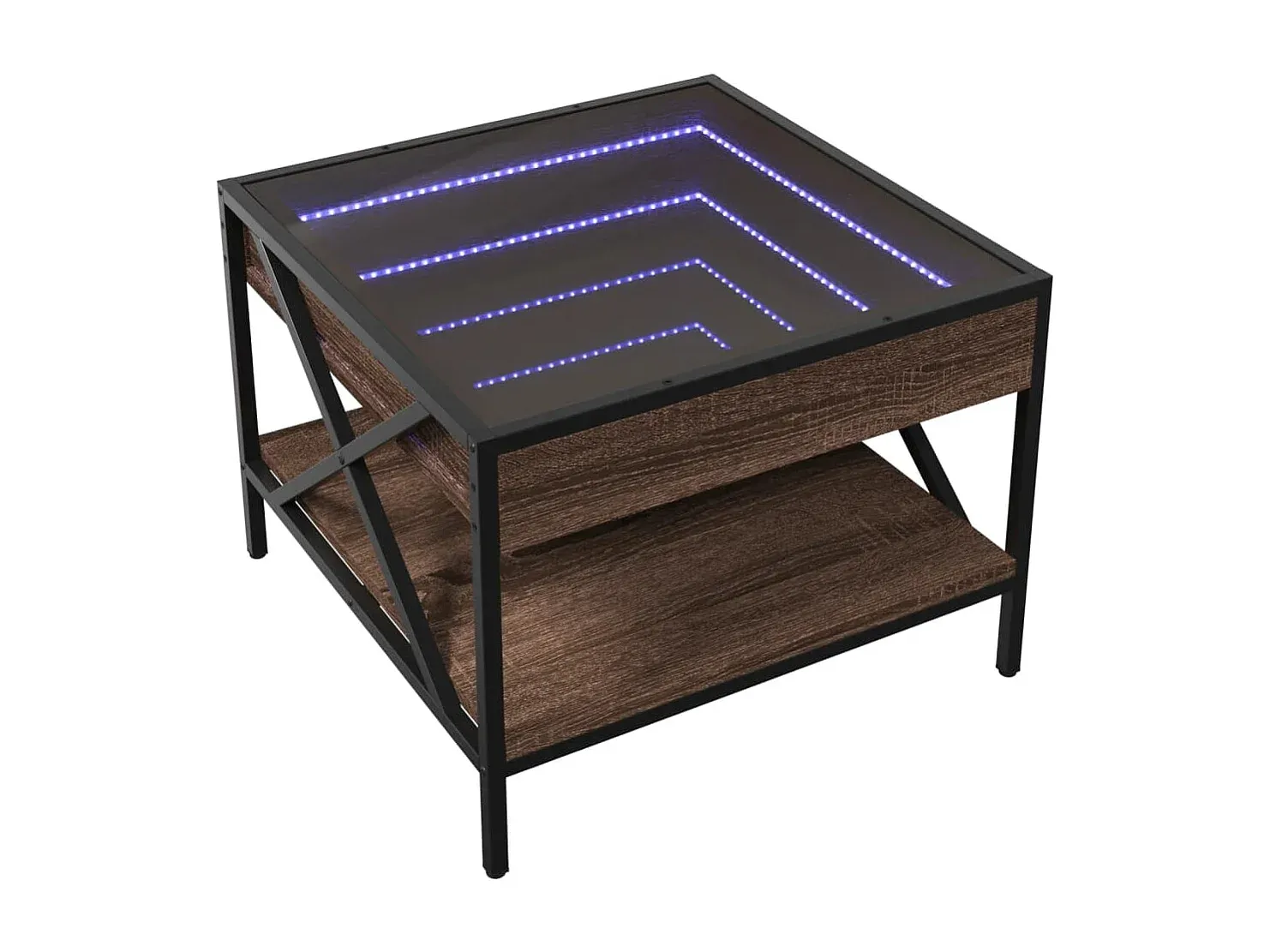 Moderner Couchtisch mit LED-Effekt, Eichen-Optik