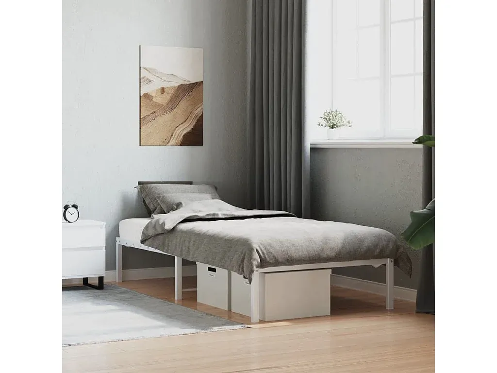 Metallbettgestell in Weiß, 90x190 cm