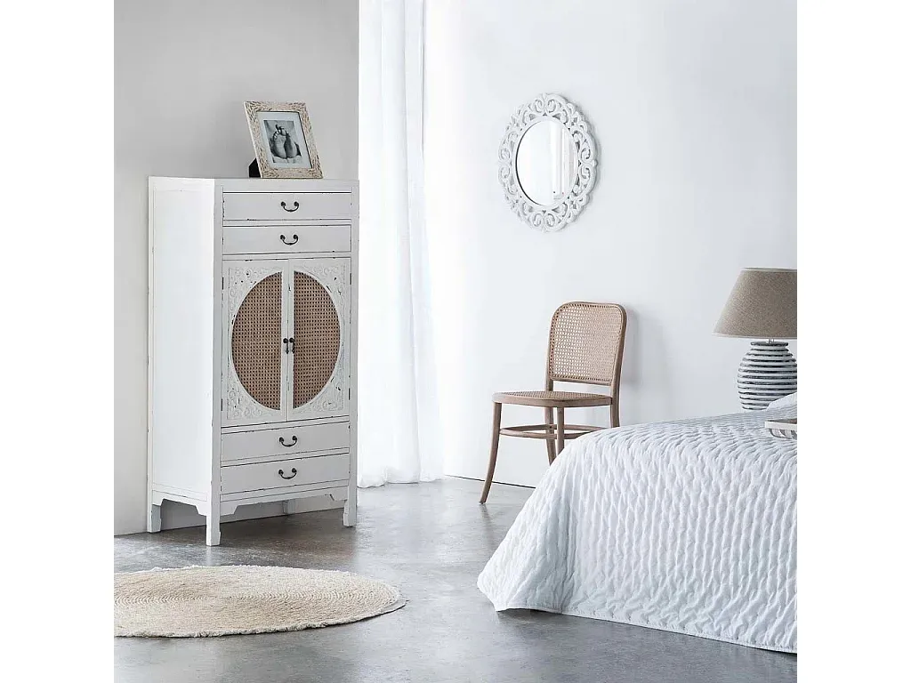 Moderner Holzschrank mit Stauraum, Weiß, 70x40x135 cm