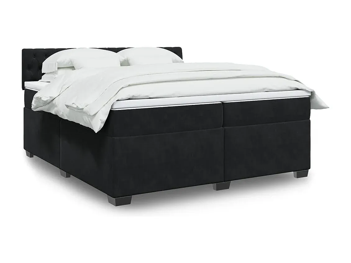 Hochwertiges Samt-Boxspringbett 200x200 cm in Schwarz