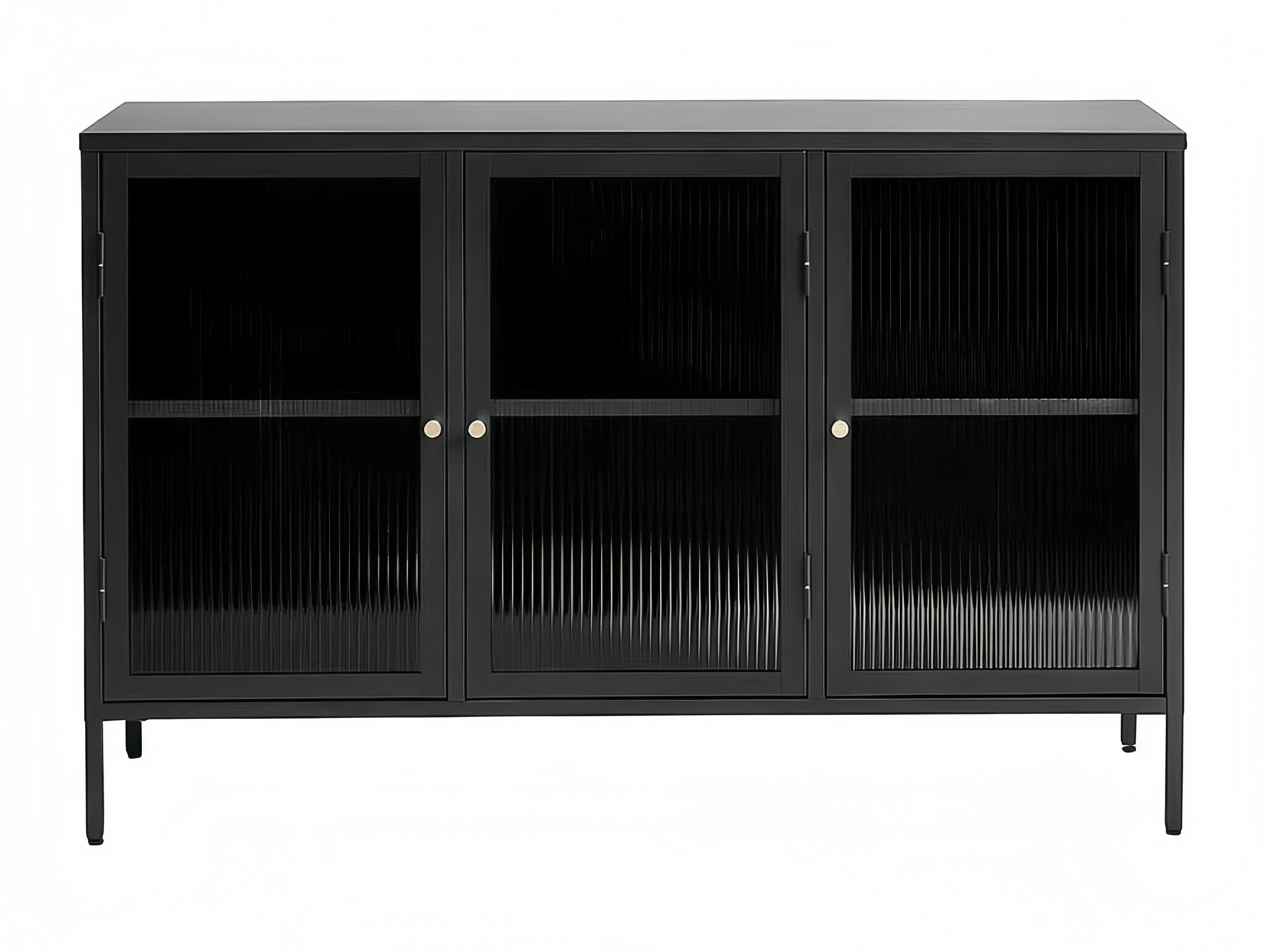 Schwarzes Sideboard im Industriellen Loft-Design mit Glastüren