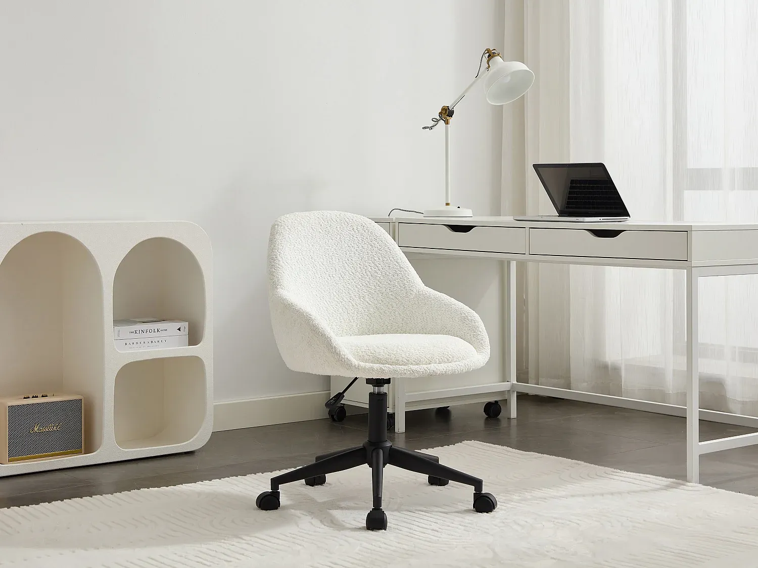 Höhenverstellbarer Bürostuhl in Beige und Gold