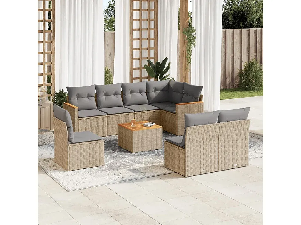Moderne Outdoor-Sitzgruppe mit Kissen Beige