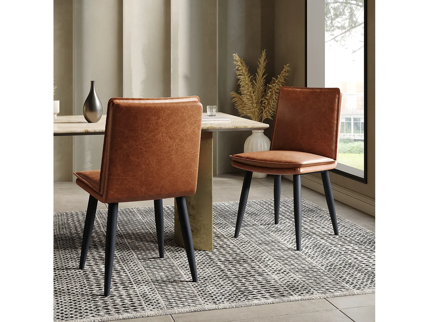 Esszimmerstühle Set mit doppellagigen Kissen, 49 x 57 x 84 cm, Braun