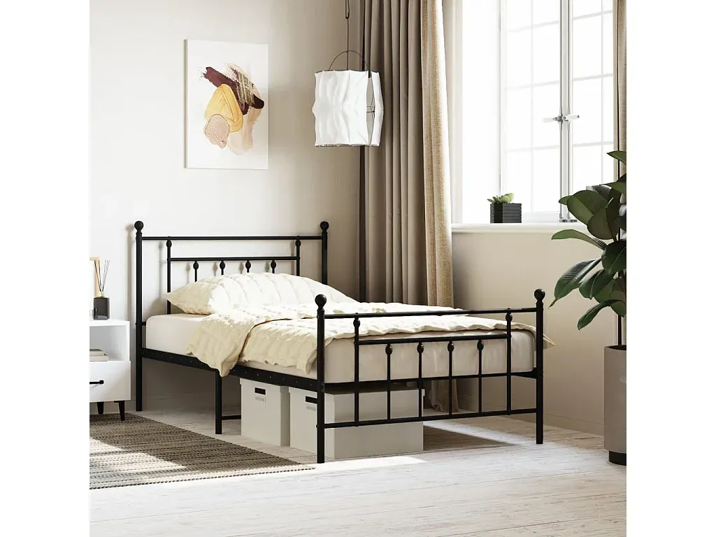 Metallbettgestell Schwarz 107x203 cm