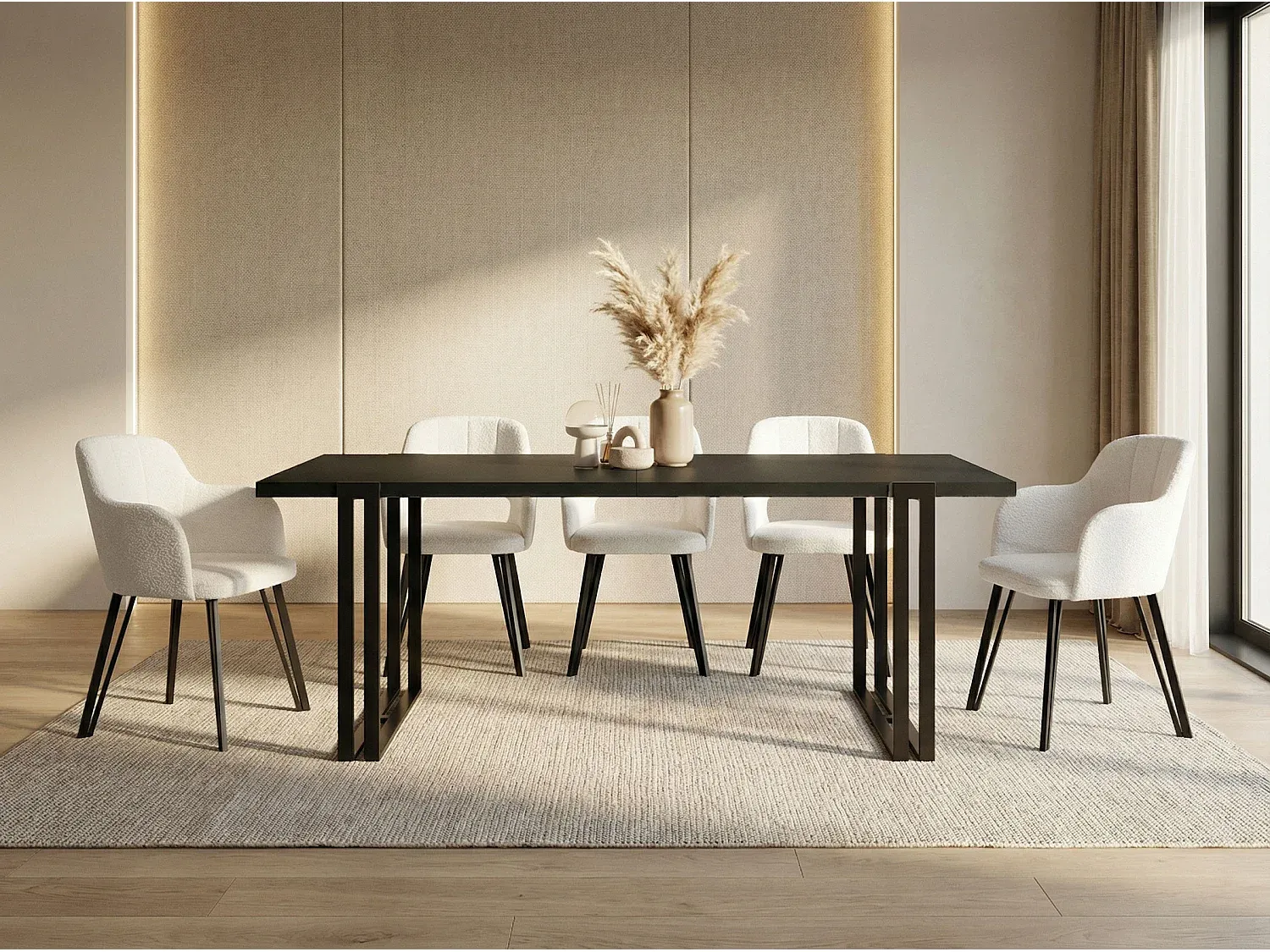 Industrieller Ausziehtisch mit Metallbeinen, 140-240 cm