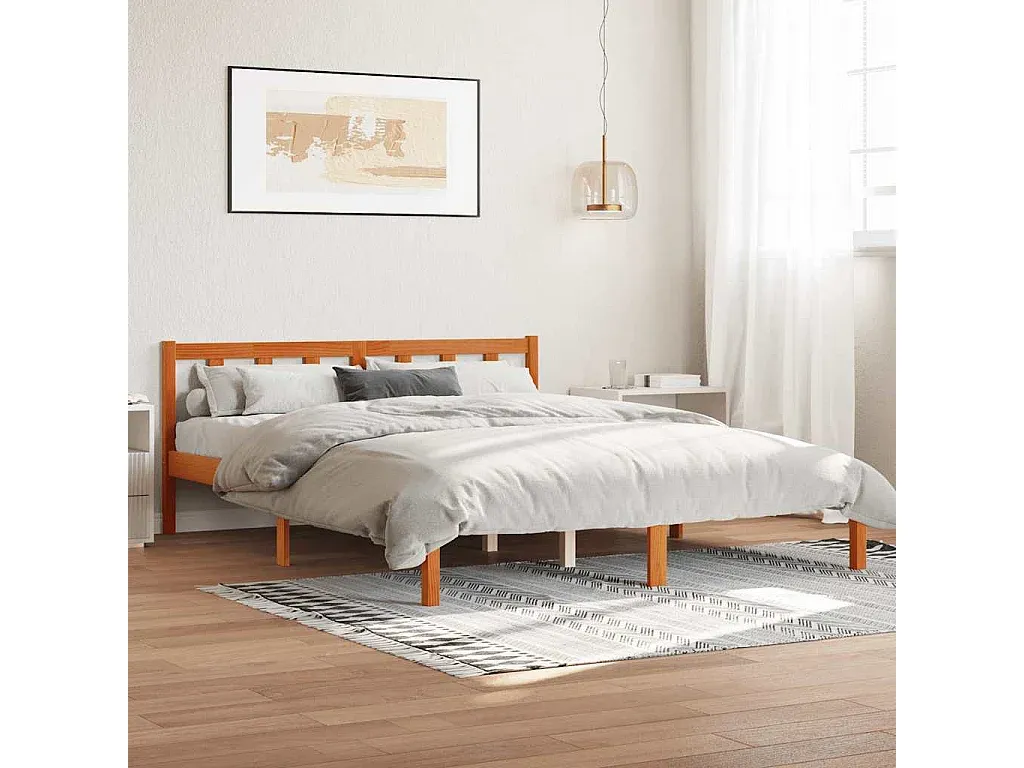 Naturholz Doppelbett 160x200 cm Kiefernholz