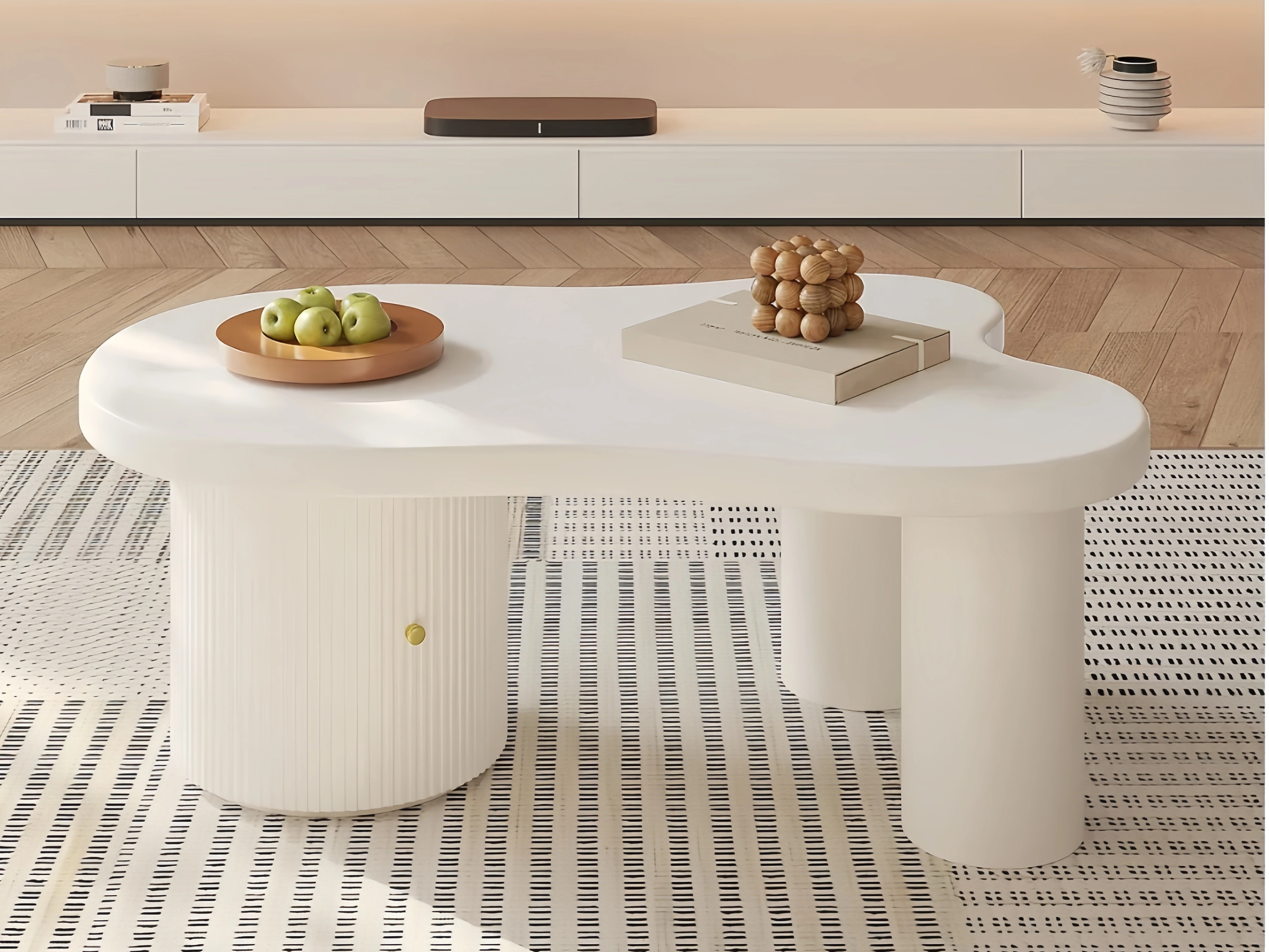 Eleganter Couchtisch mit Ablage aus MDF in Weiß