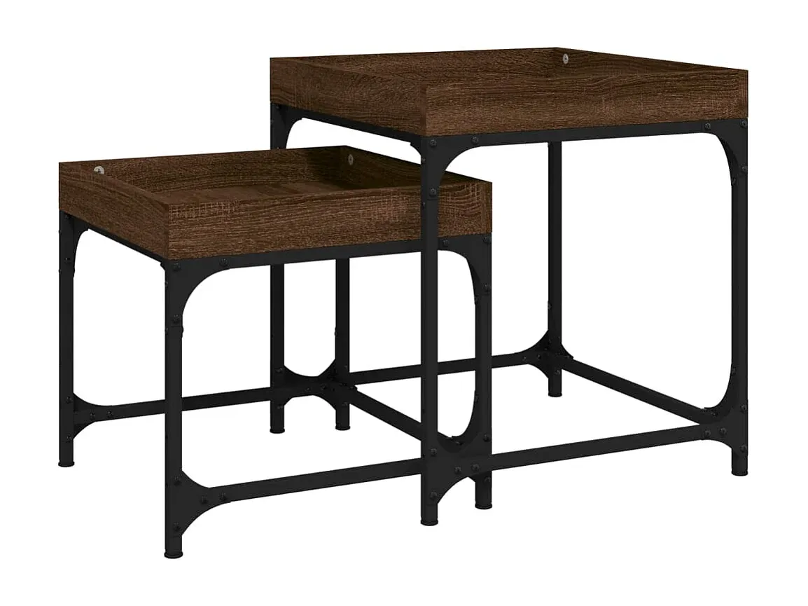 Runder Sofatisch-Set in Eichen-Optik