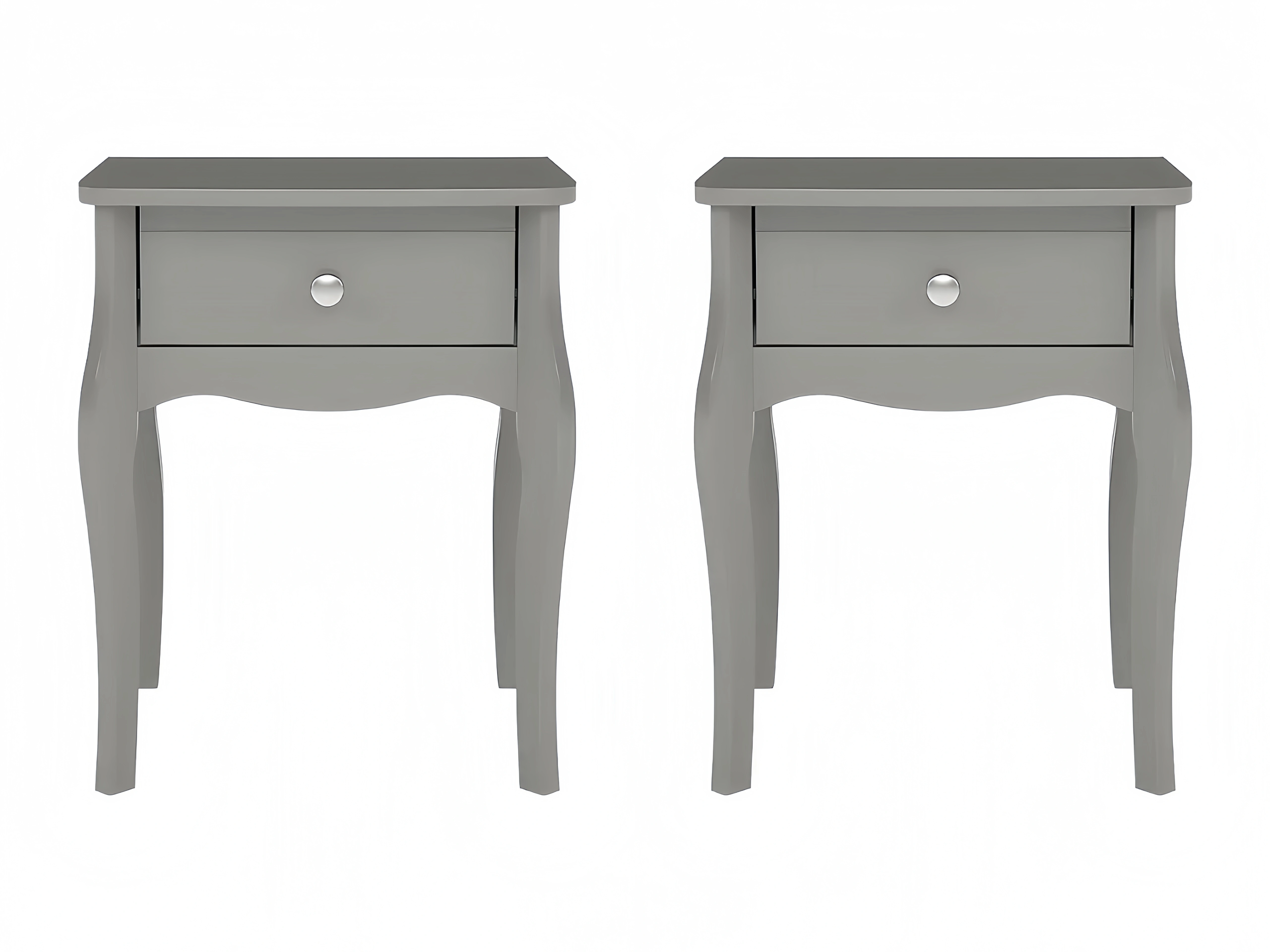 Eleganter Nachttisch im Barockstil mit Schublade, Grau