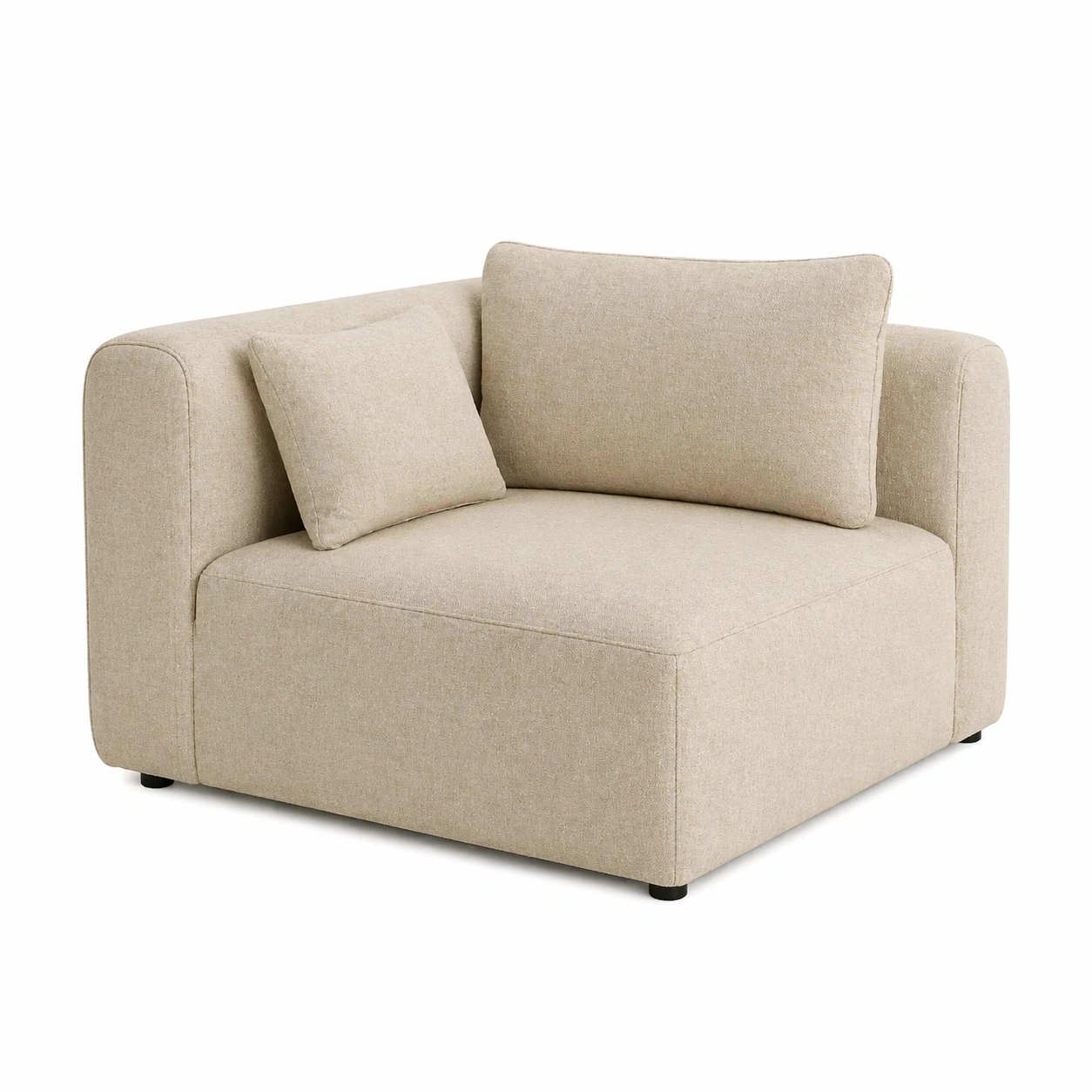 Módulo sofá en esquina con brazo izquierdo tapizado en beige estilo contemporáneo-nexaglance