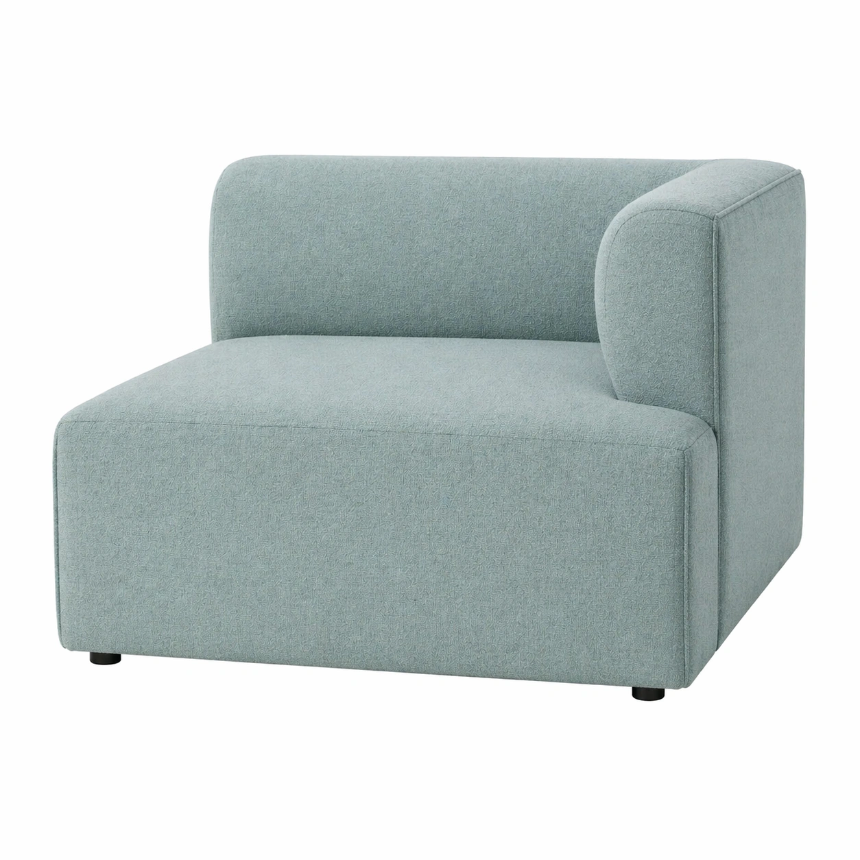 Chaise modular moderno con respaldo lateral derecho en tela bouclé color verde agua-nexaglance