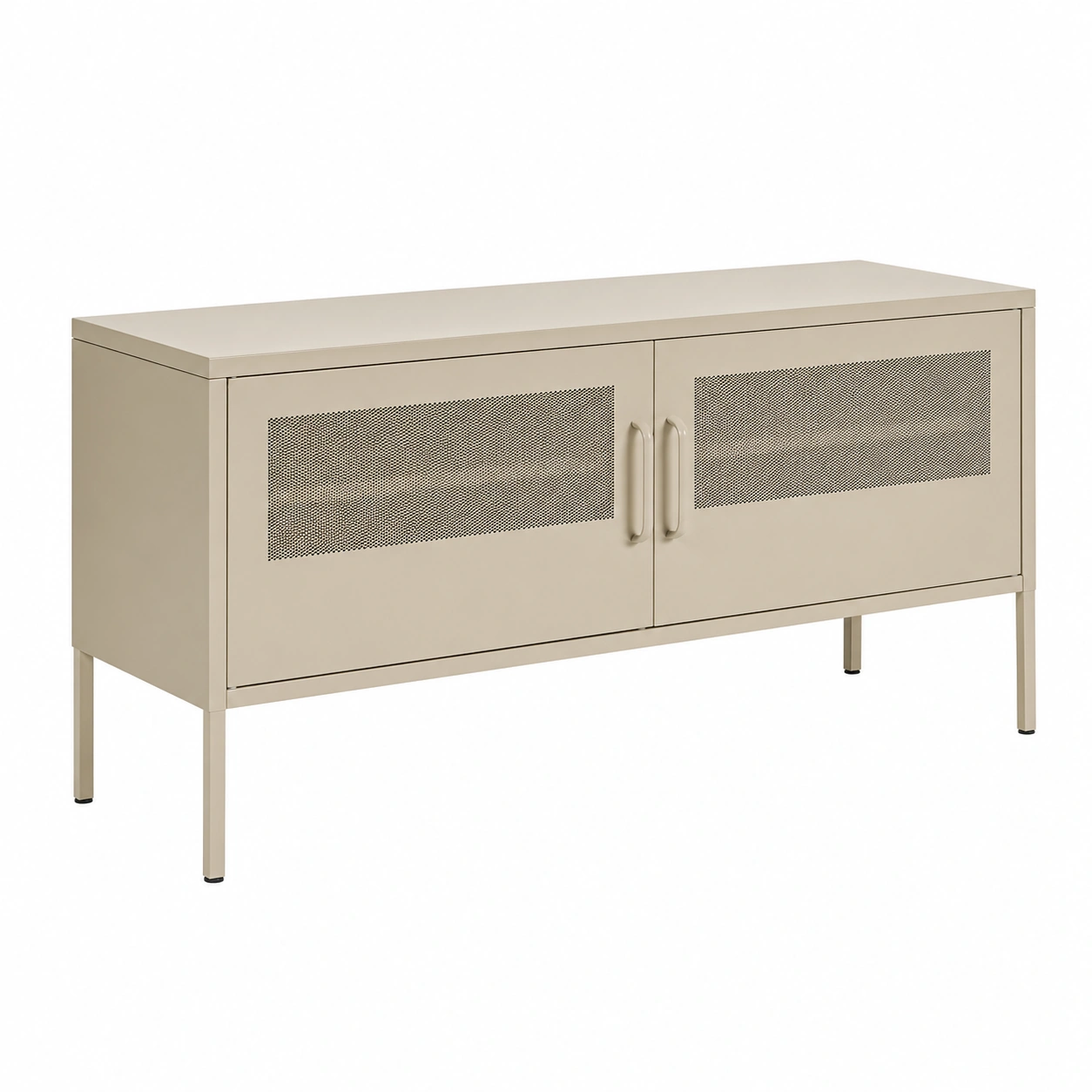 Aparador moderno metálico con puertas perforadas Beige claro-nexaglance