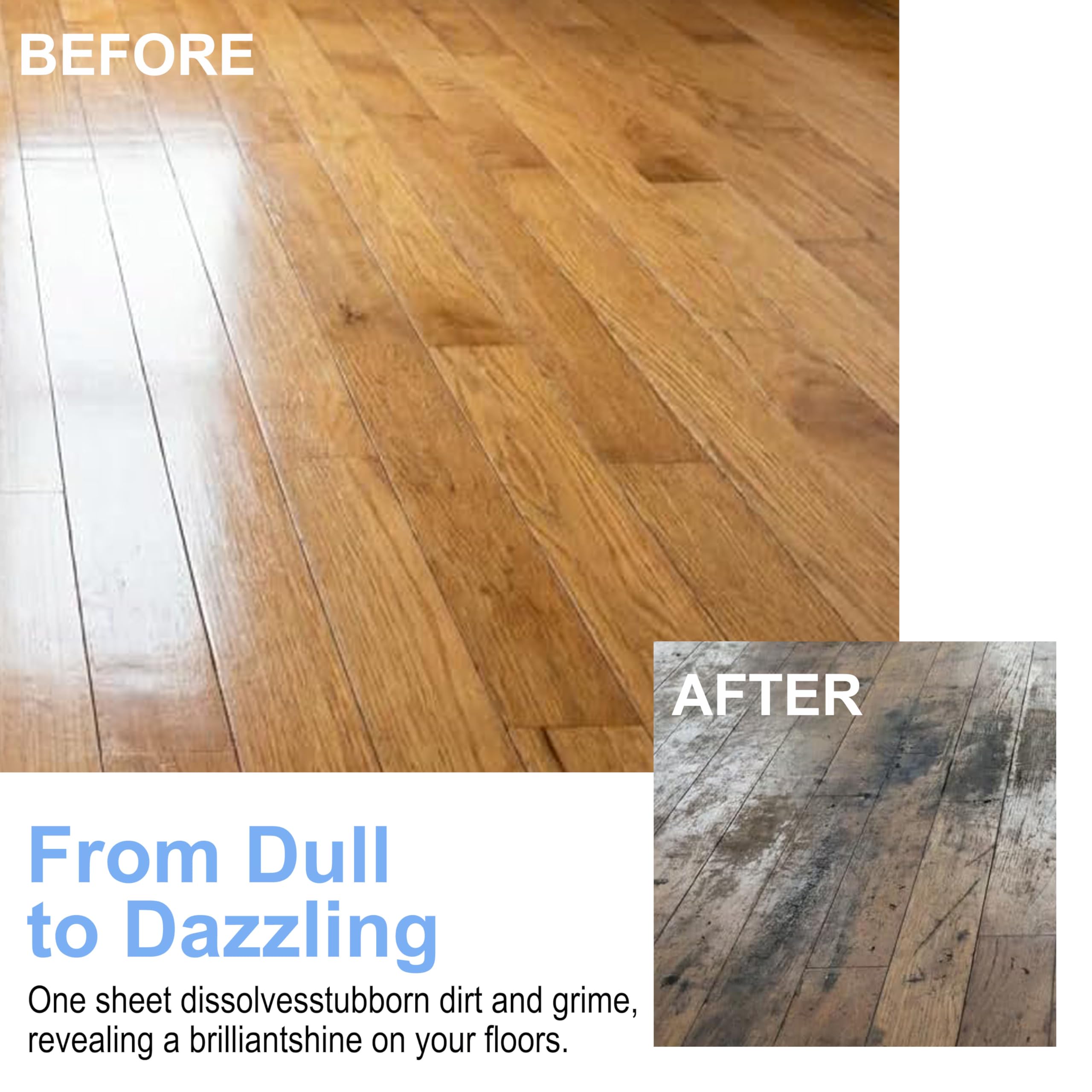Multi-Effect Floor Cleaning Sheets, Concentrated Dissolvable Mopping Cleaner Tabs for Wood Tile Vinyl Floors