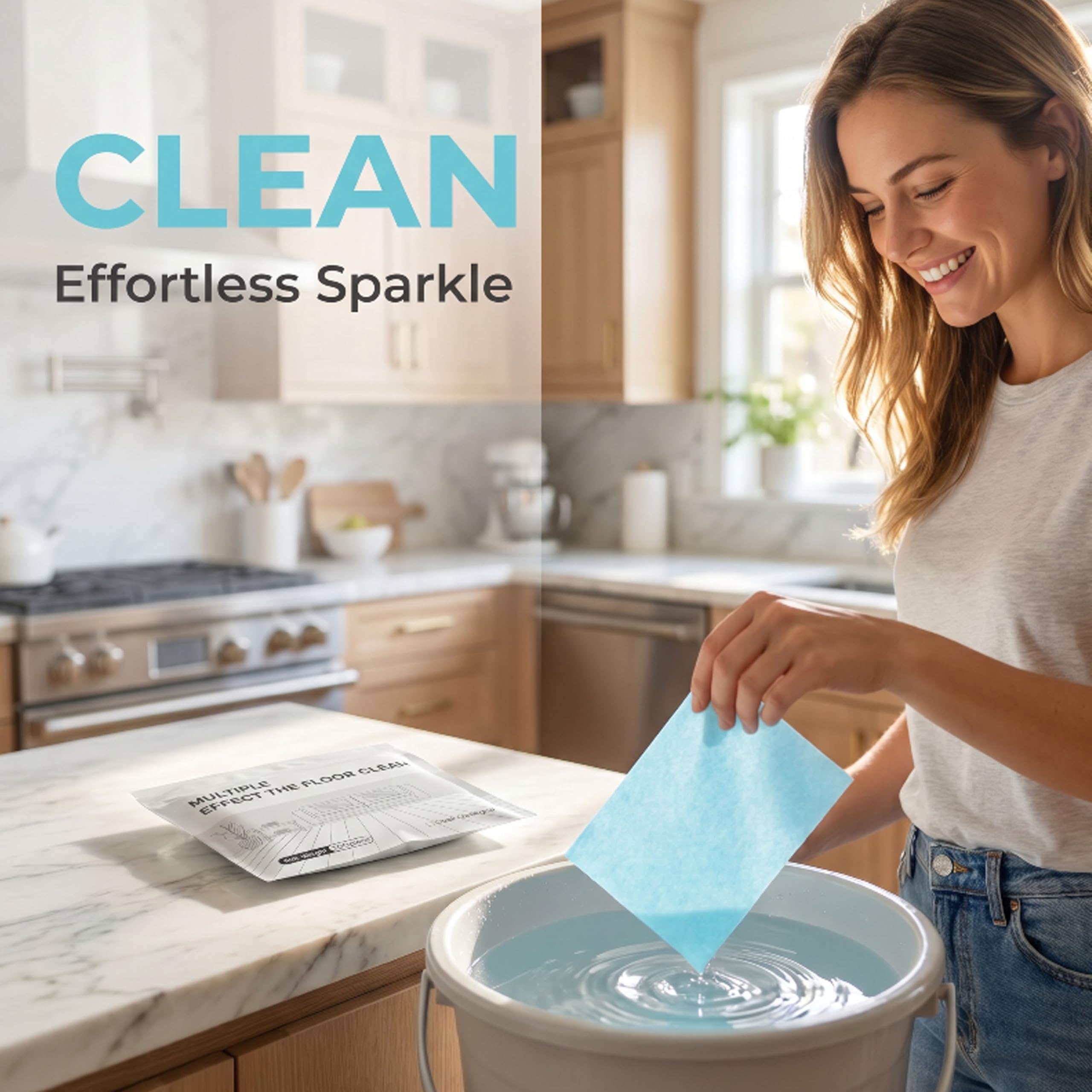 Multi-Effect Floor Cleaning Sheets, Concentrated Dissolvable Mopping Cleaner Tabs for Wood Tile Vinyl Floors