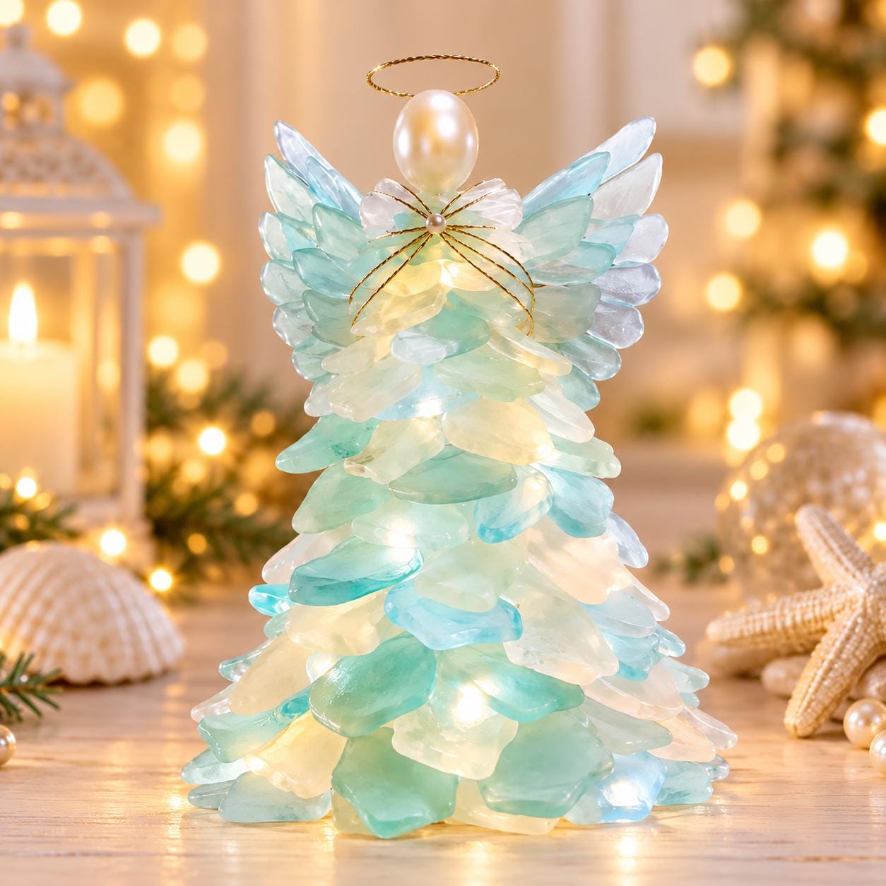 Sea Glass Christmas DIY Kit, Lighted Holiday Craft Kit