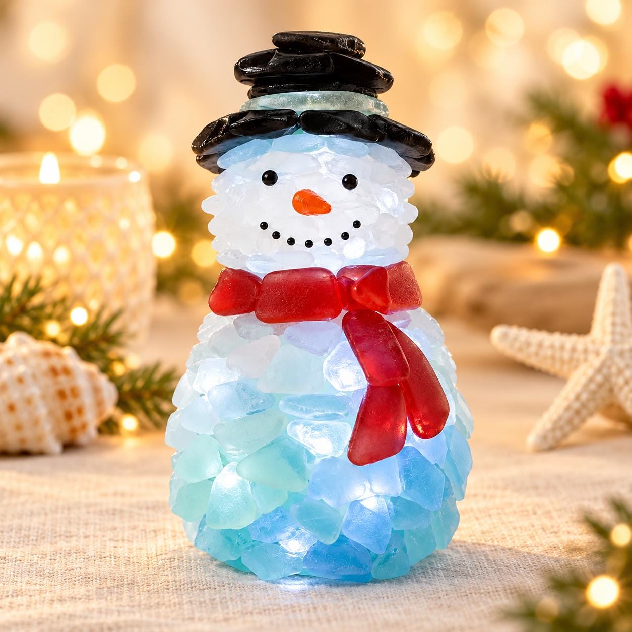 Sea Glass Christmas DIY Kit, Lighted Holiday Craft Kit
