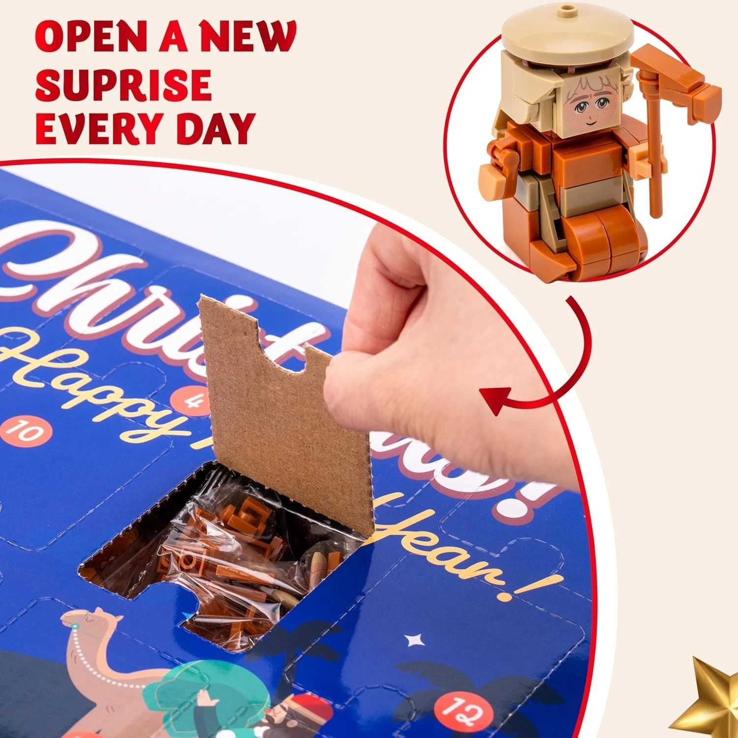 Nativity Advent Calendar Building Blocks, 24 Days Christmas Themed Build