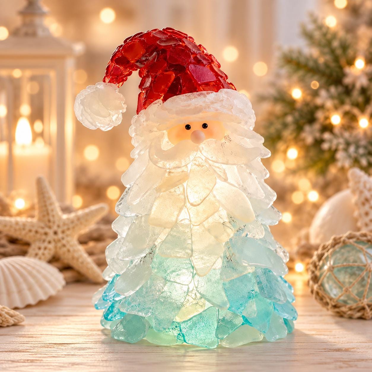 Sea Glass Christmas DIY Kit, Lighted Holiday Craft Kit