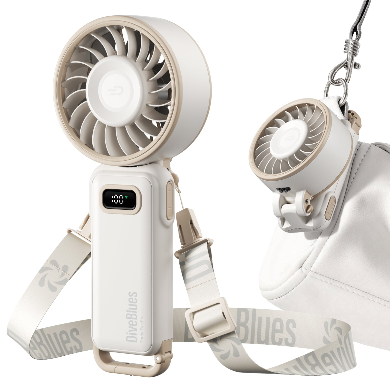 Mini Portable Handheld Fan 100 Speed Digital Display High-Speed Battery Turbo Fan