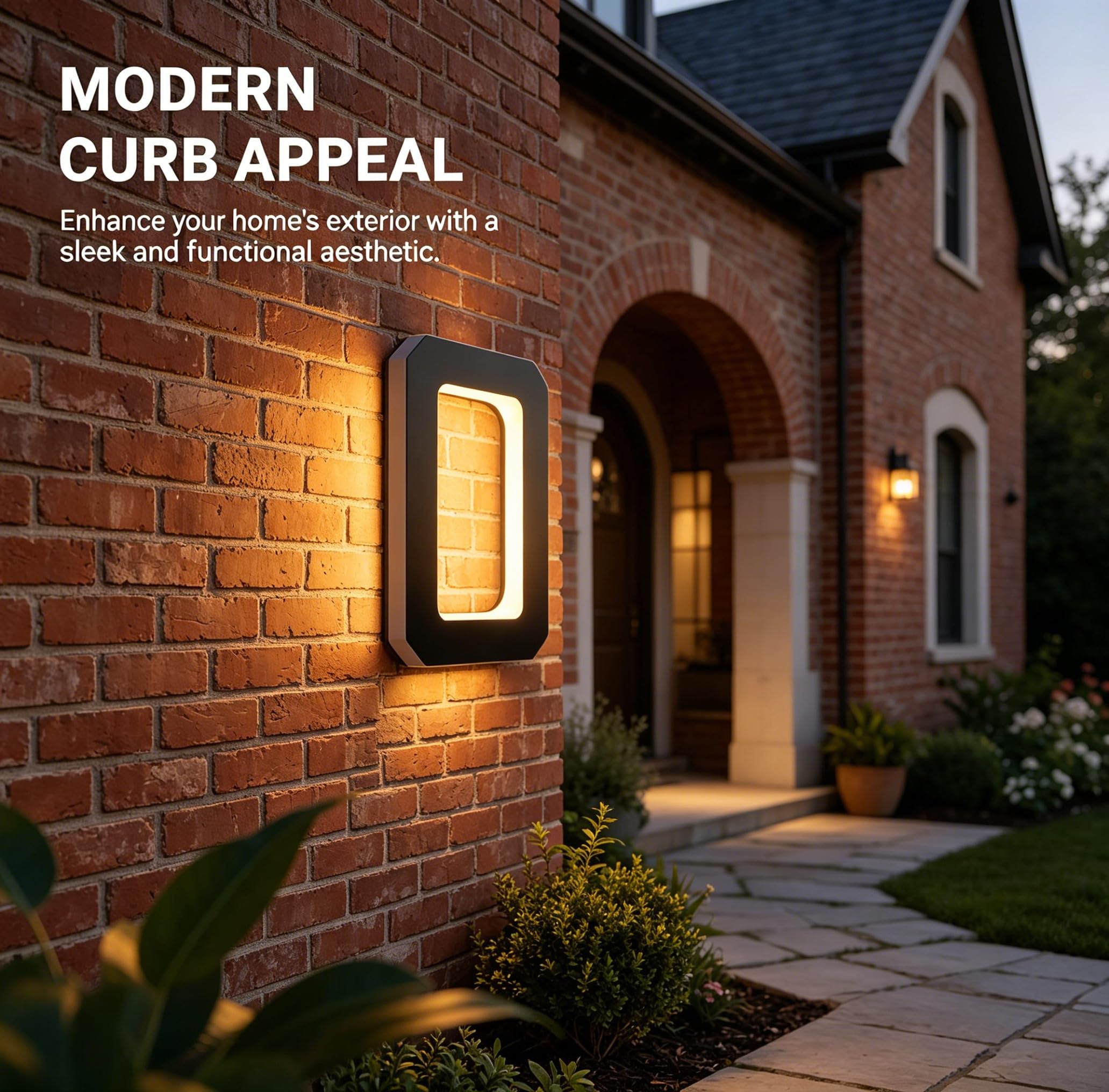 Solar Lighted House Numbers for Outside - 6.7-Inch Solar LED House Numbers & Letters, IP44 Weatherproof Wall Mount for Home Garage Fence with Easy Installation (1-Black)
