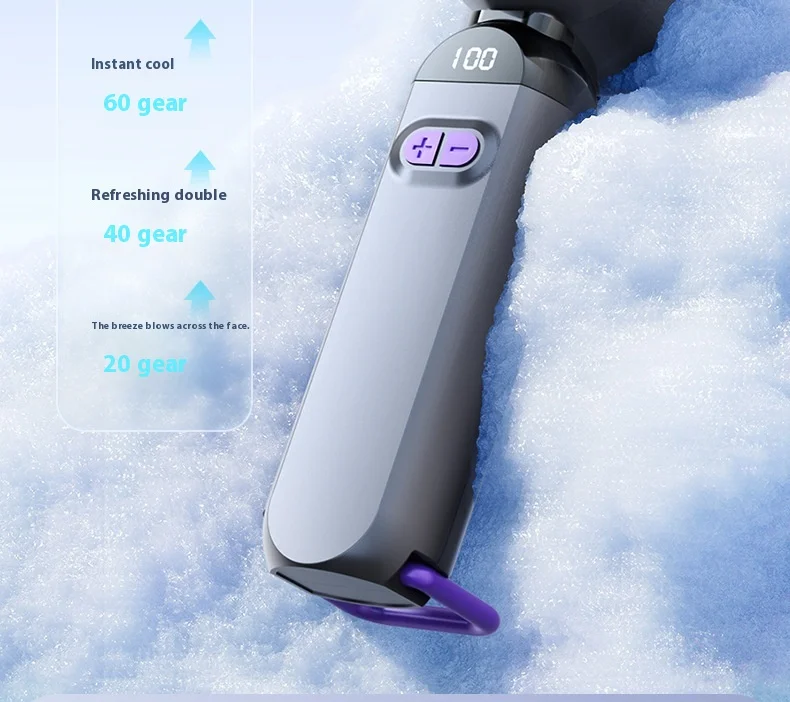 Portable Mini USB Charging Fan New Foldable Handheld Digital Display Turbine Powerful Three-Speed Wind for Car Household Use