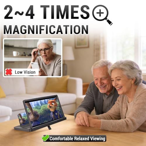 Foldable Phone Screen Magnifier, HD Enlarger Stand for Video Watching Gaming