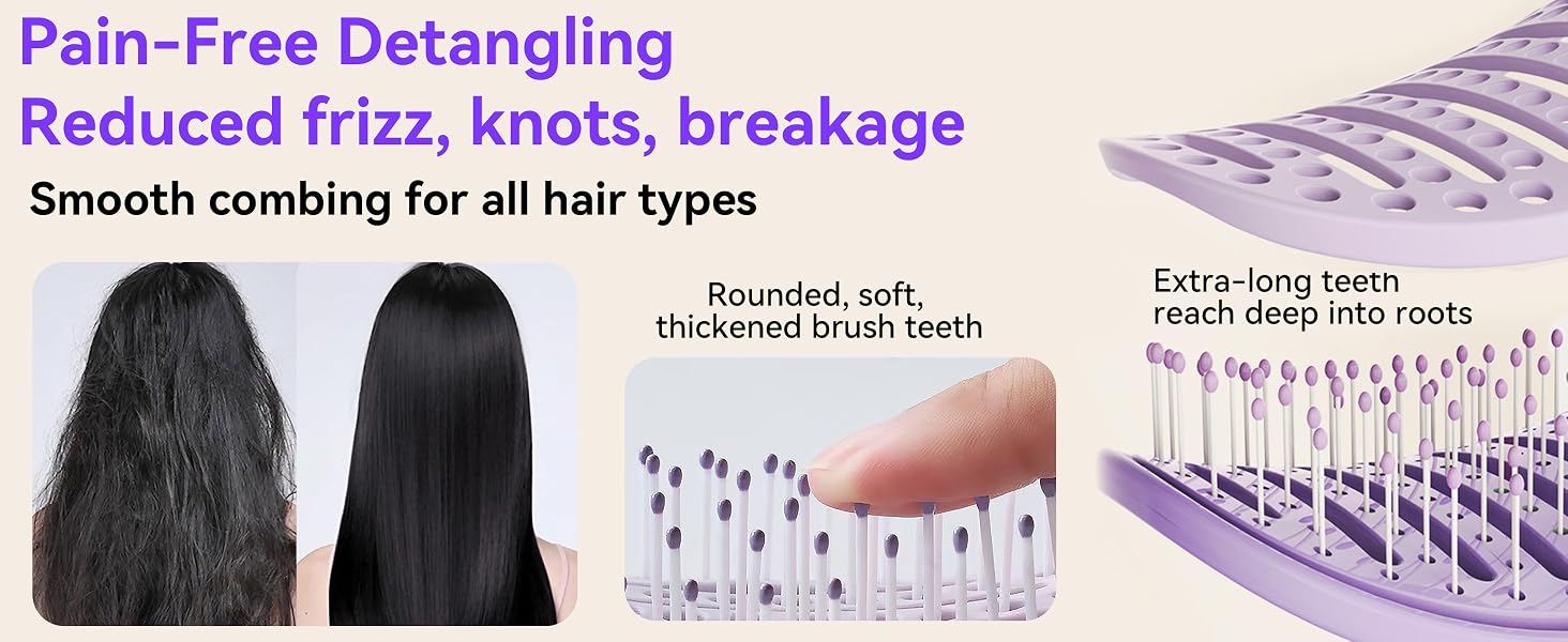 Pain-Free Detangling, Reduced frizz, knots, breakage
