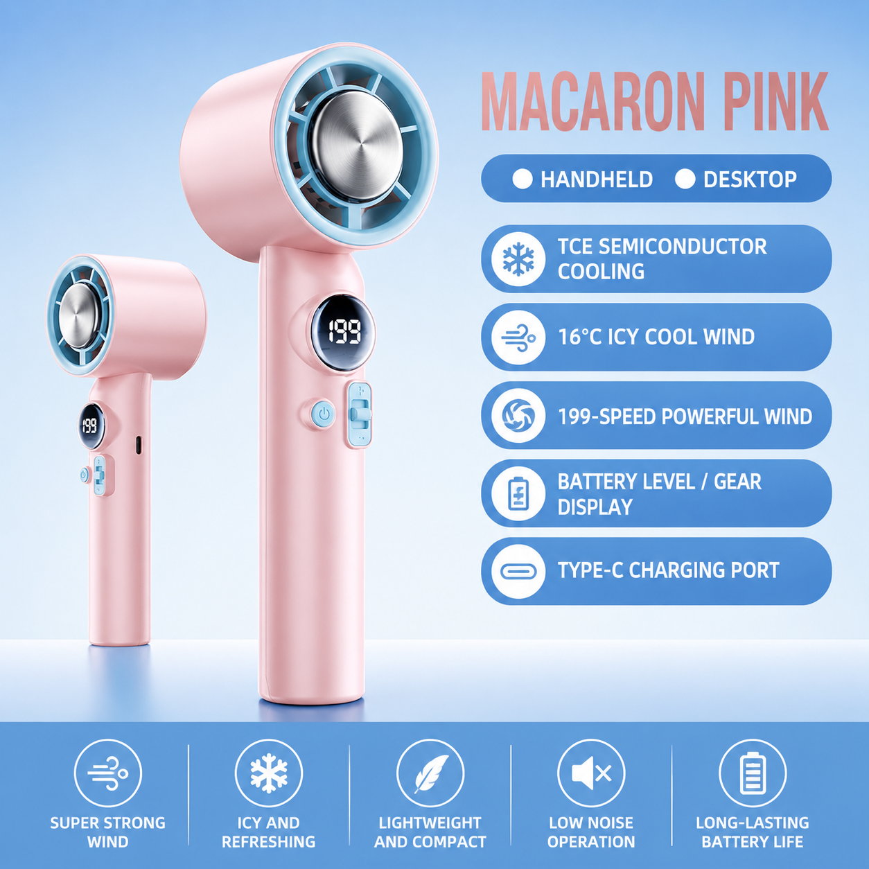 Hot Adjustable Low Noise Handheld Fan Strong Wind Adjustable Mini Fan Rechargeable Mini Chargeable Electric Standing Fans