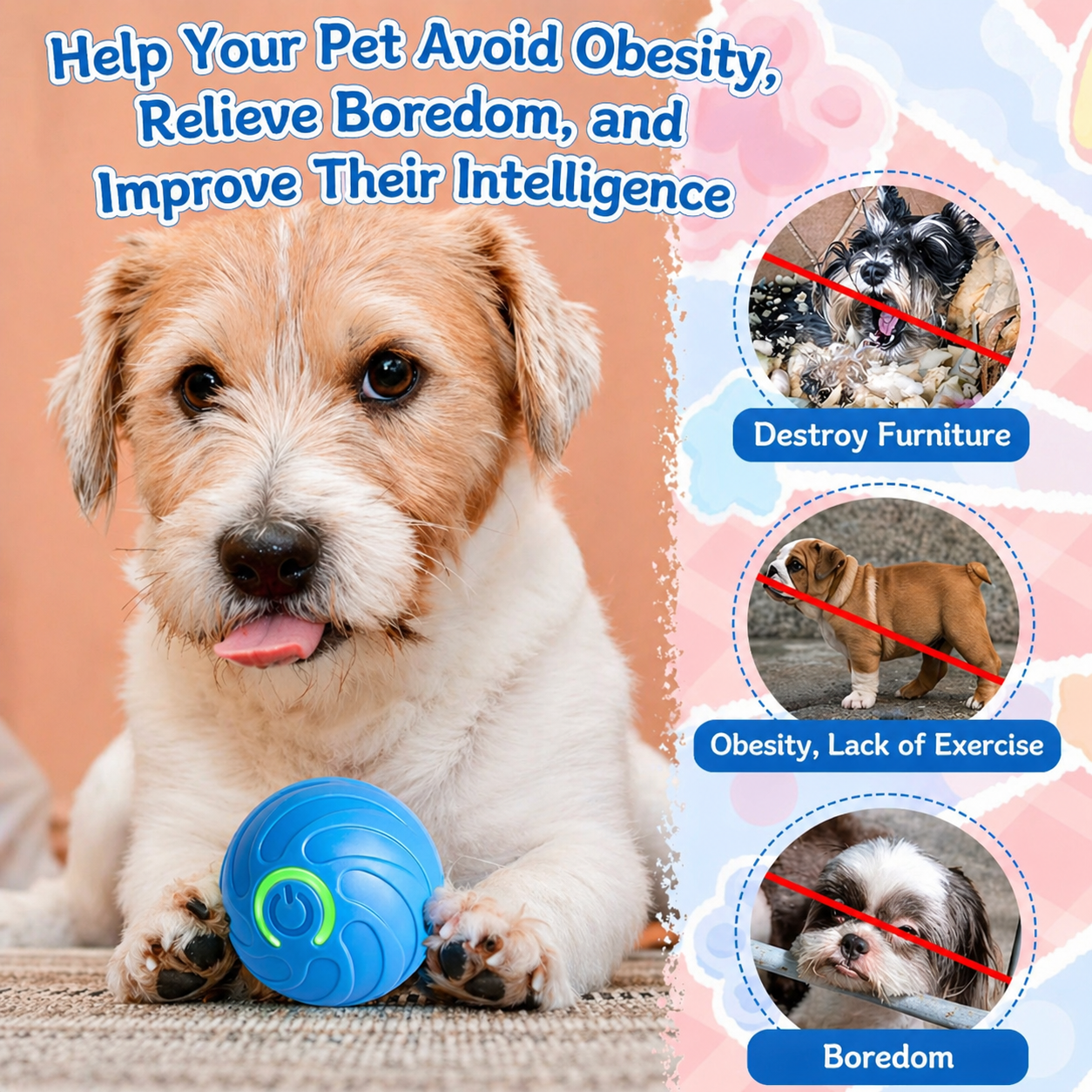 Pelota Interactiva Anti-Aburrimiento Para Perros