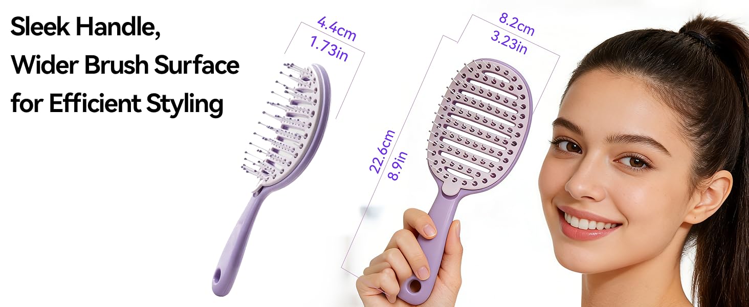 Sleek Handle, Wider Brush Surface  for Efficient Styling