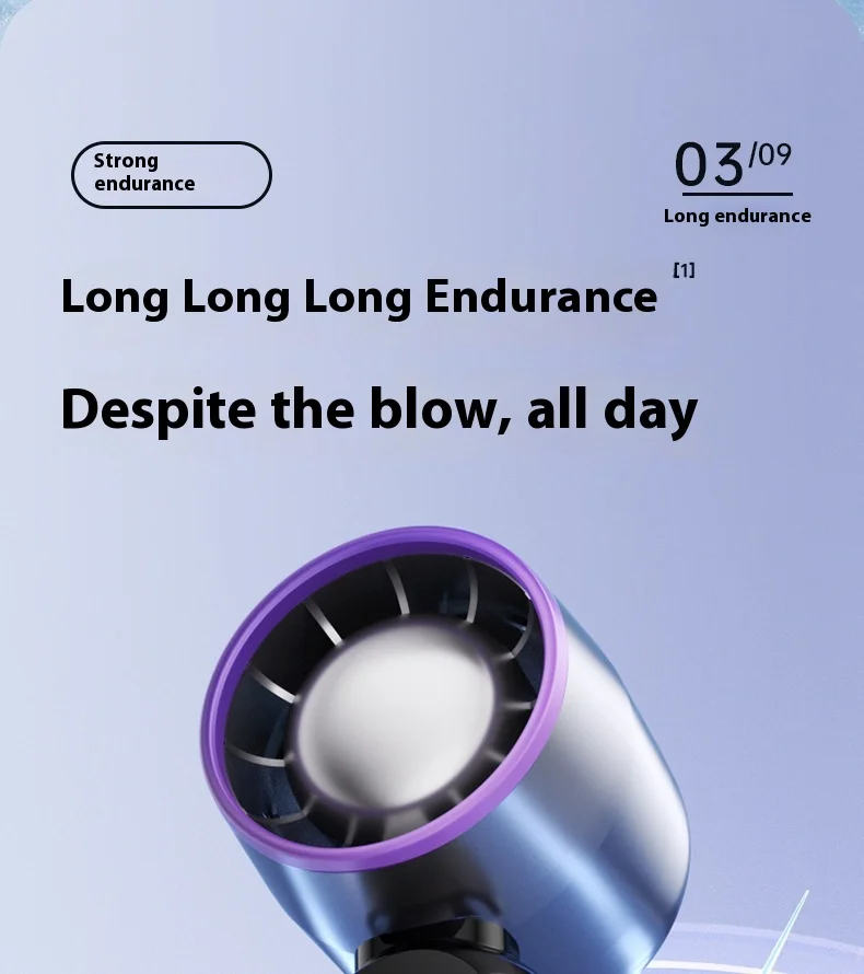 Portable Mini USB Charging Fan New Foldable Handheld Digital Display Turbine Powerful Three-Speed Wind for Car Household Use