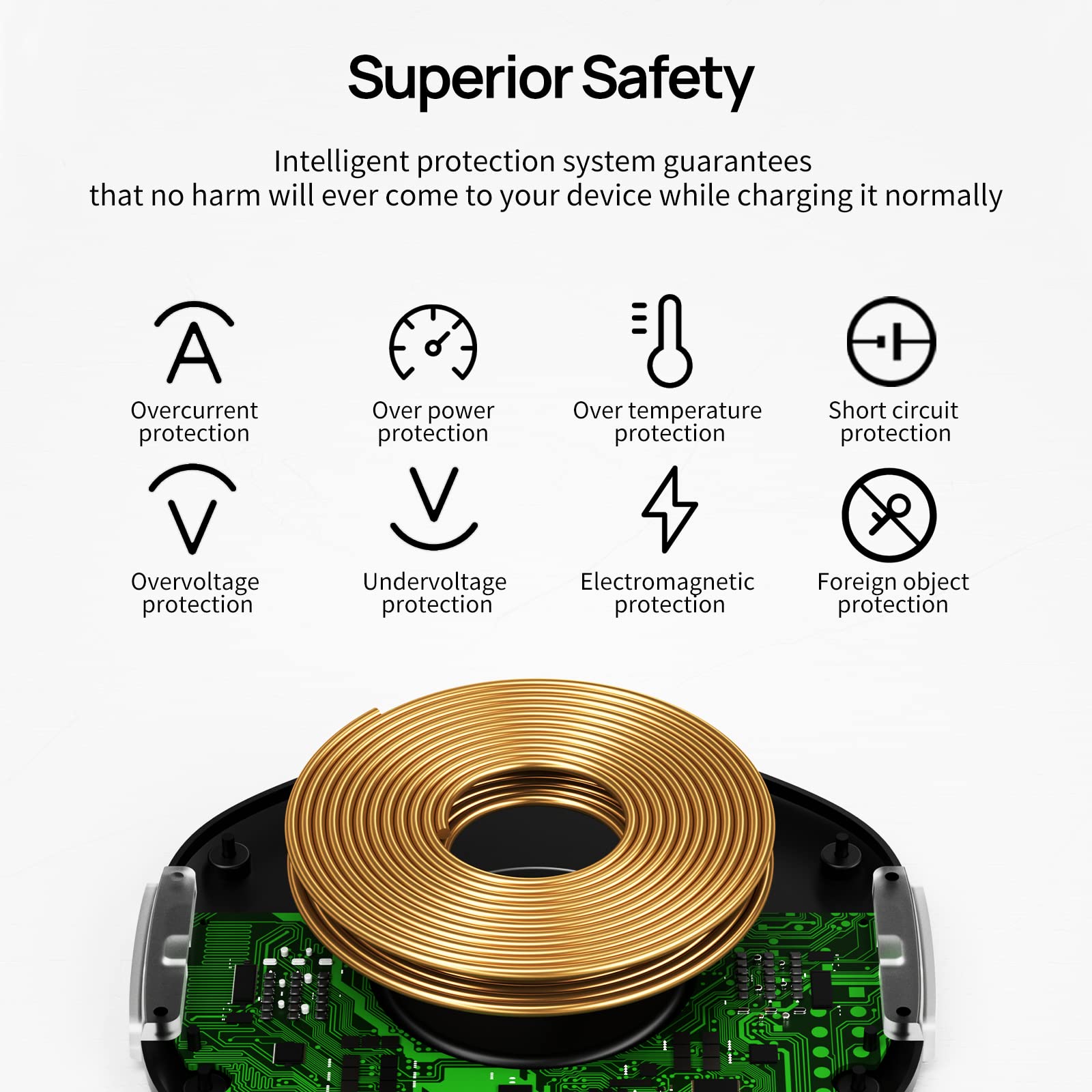 KPON Invisible Wireless Charger,30mm Under Desk Charger Mat, Furniture Table Nightstand Desktop Charging Station for iPhone17/16/15/14