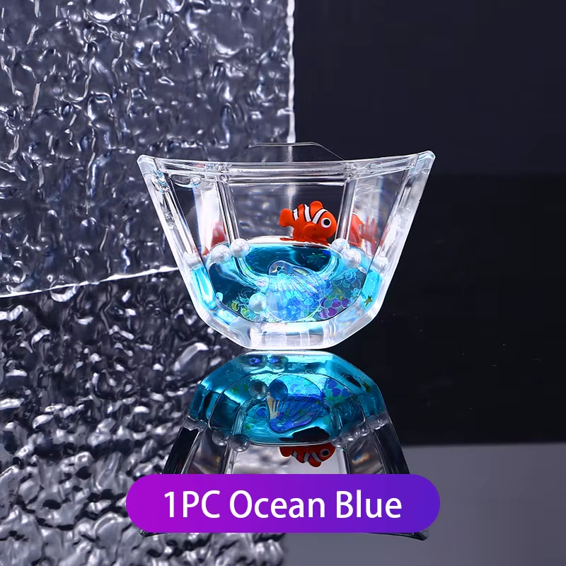 Cute Car Interior Kits Transparent Liquid Sequins Floating Doll Acrylic Shell