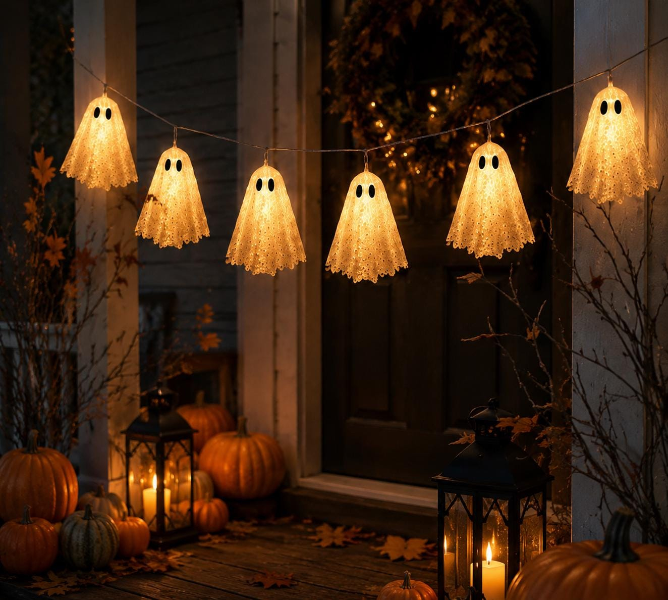 Halloween Ghost String Lights, 2M 10 LED Spooky Ghost Lights, Cute Hanging Decor