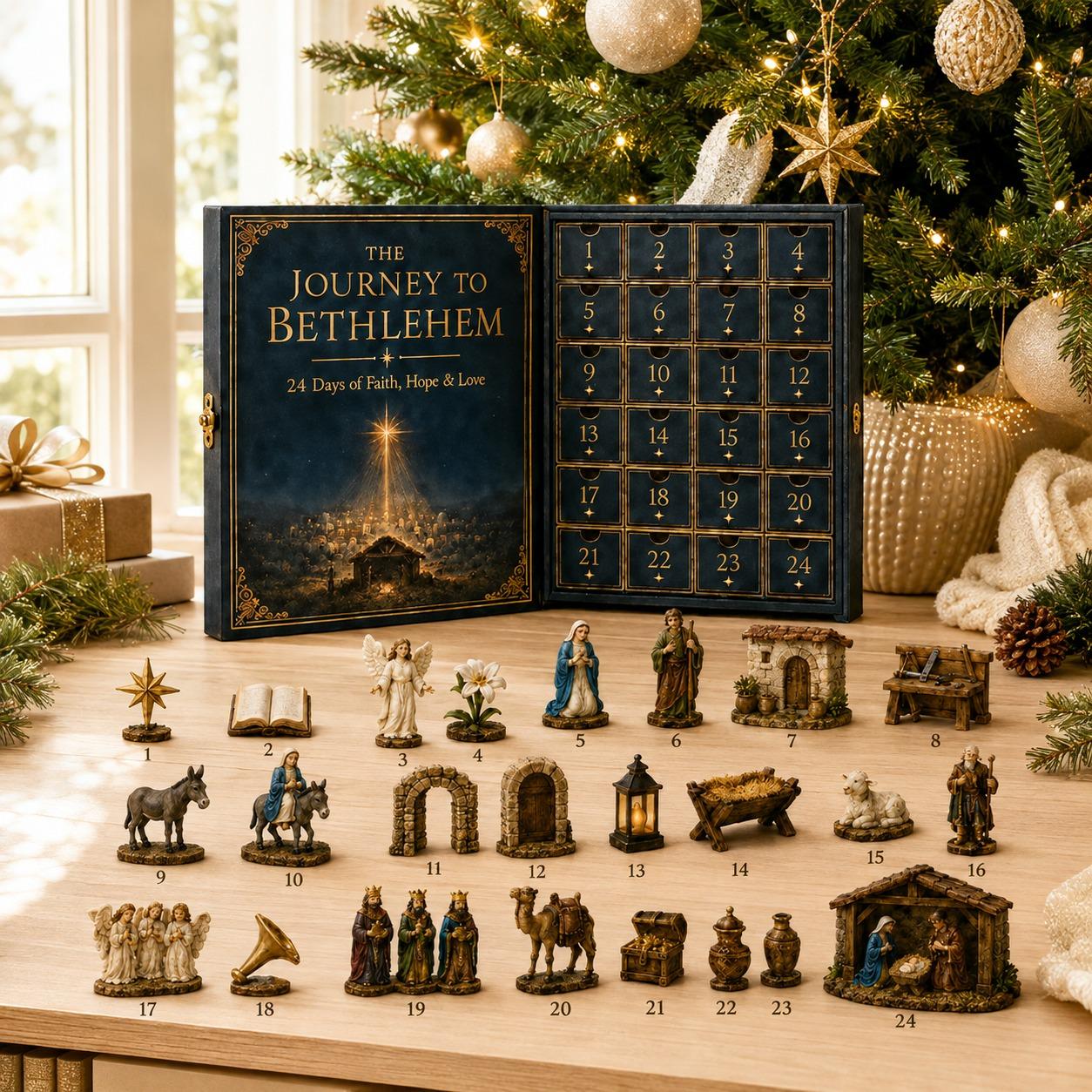 Personalized Journey to Bethlehem Advent Calendar, 24 Day Christian Christmas Countdown, 2026 Nativity Holiday Decor, Religious Gift