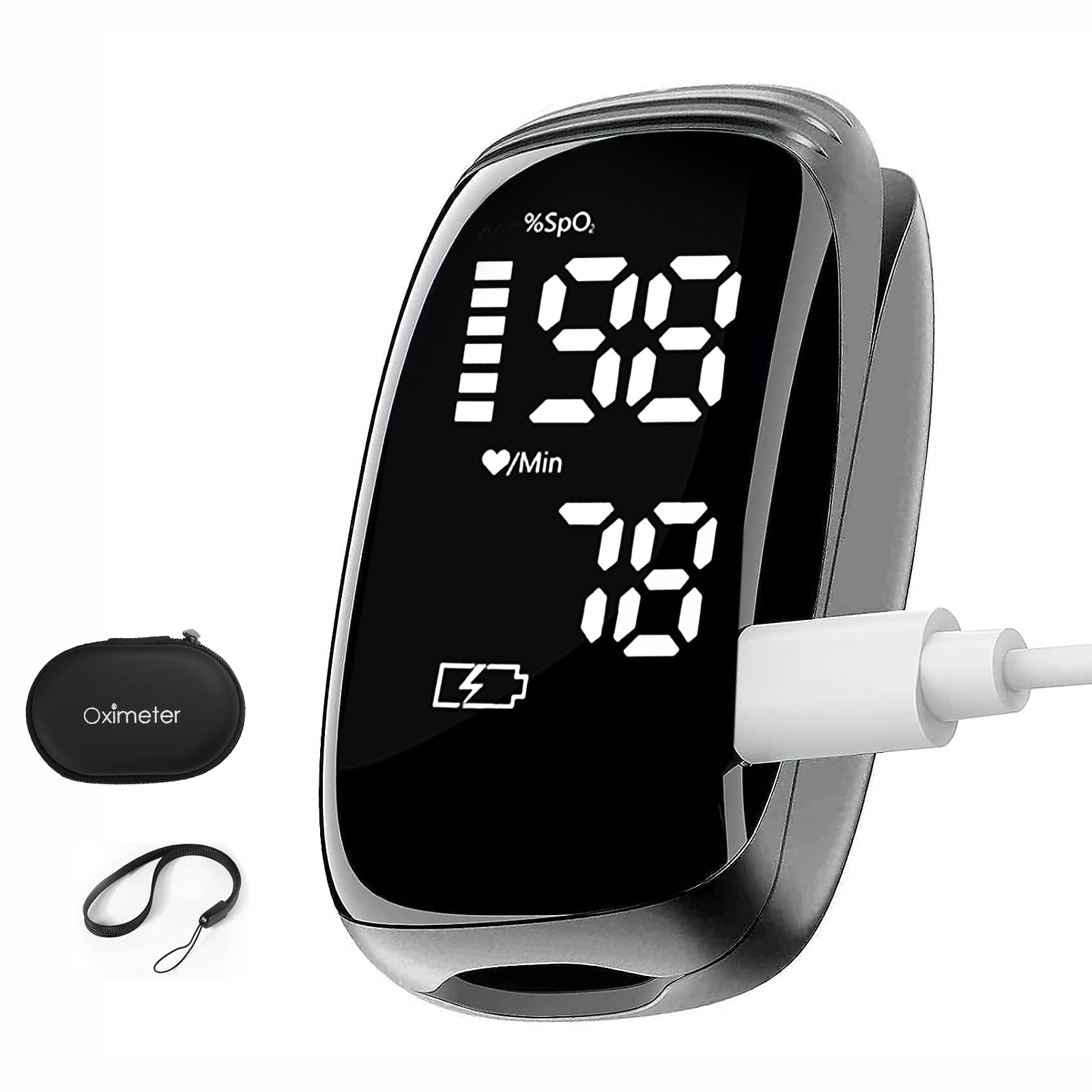 Oximeter, Blood Oxygen Meter, Fingertip Pulse Oximeter, Rechargeable Pulse Oximeter, Accurate Rapid Blood Oximeter SpO2 Reading Outdoor Sports Wide Use