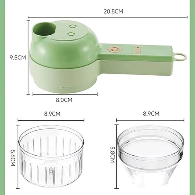 4 in 1 Vegetable Chopper Handheld Electric Vegetable Cutter Set Portable Wireless Garlic Mud Masher Mini Food Processor