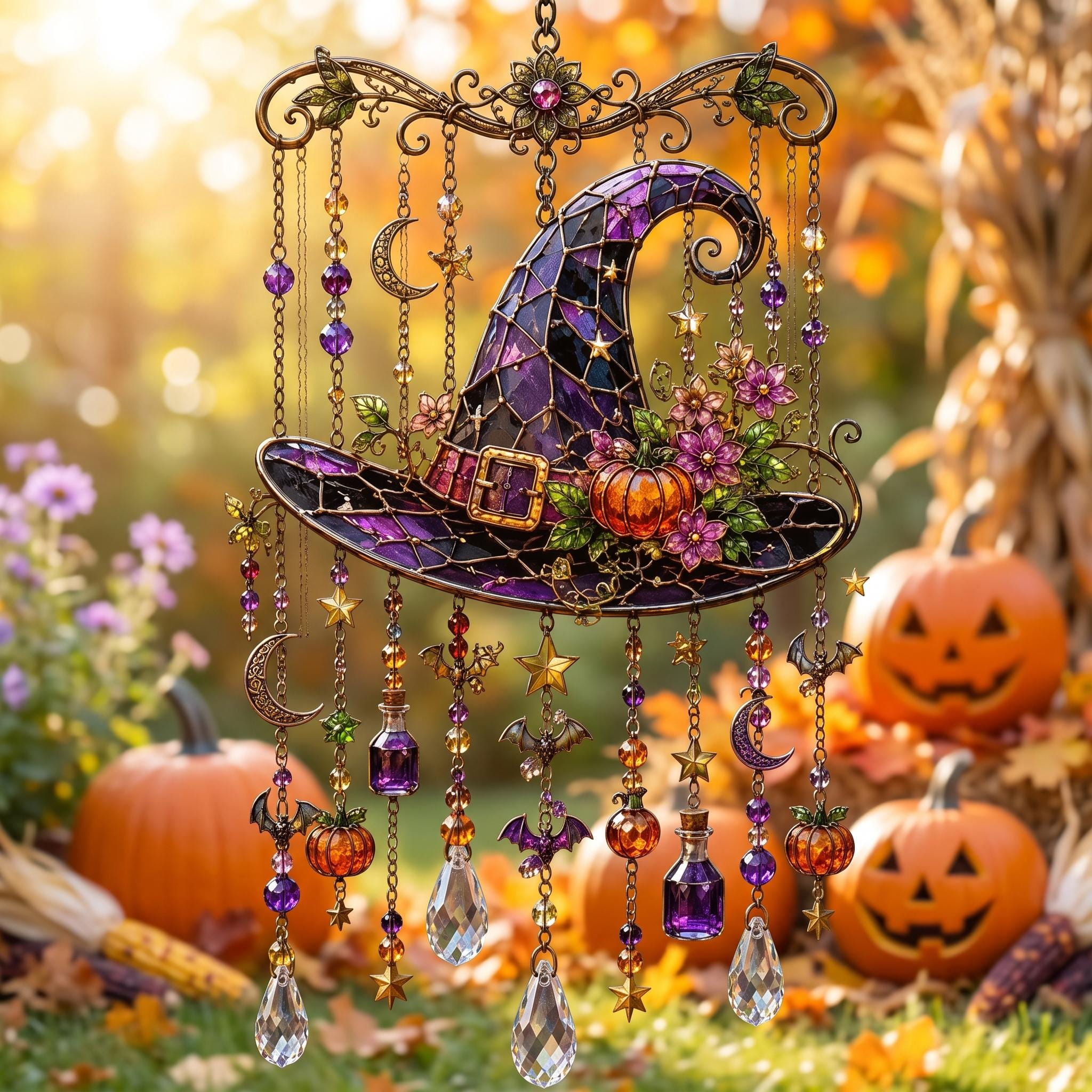 Halloween Witch Hat Suncatcher Wind Chime