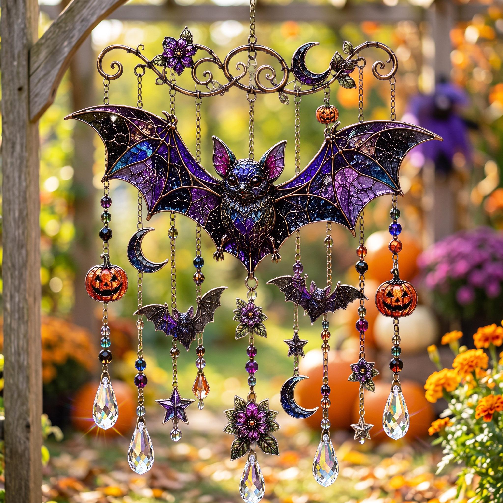 Halloween Bat Owl Suncatcher Wind Chime