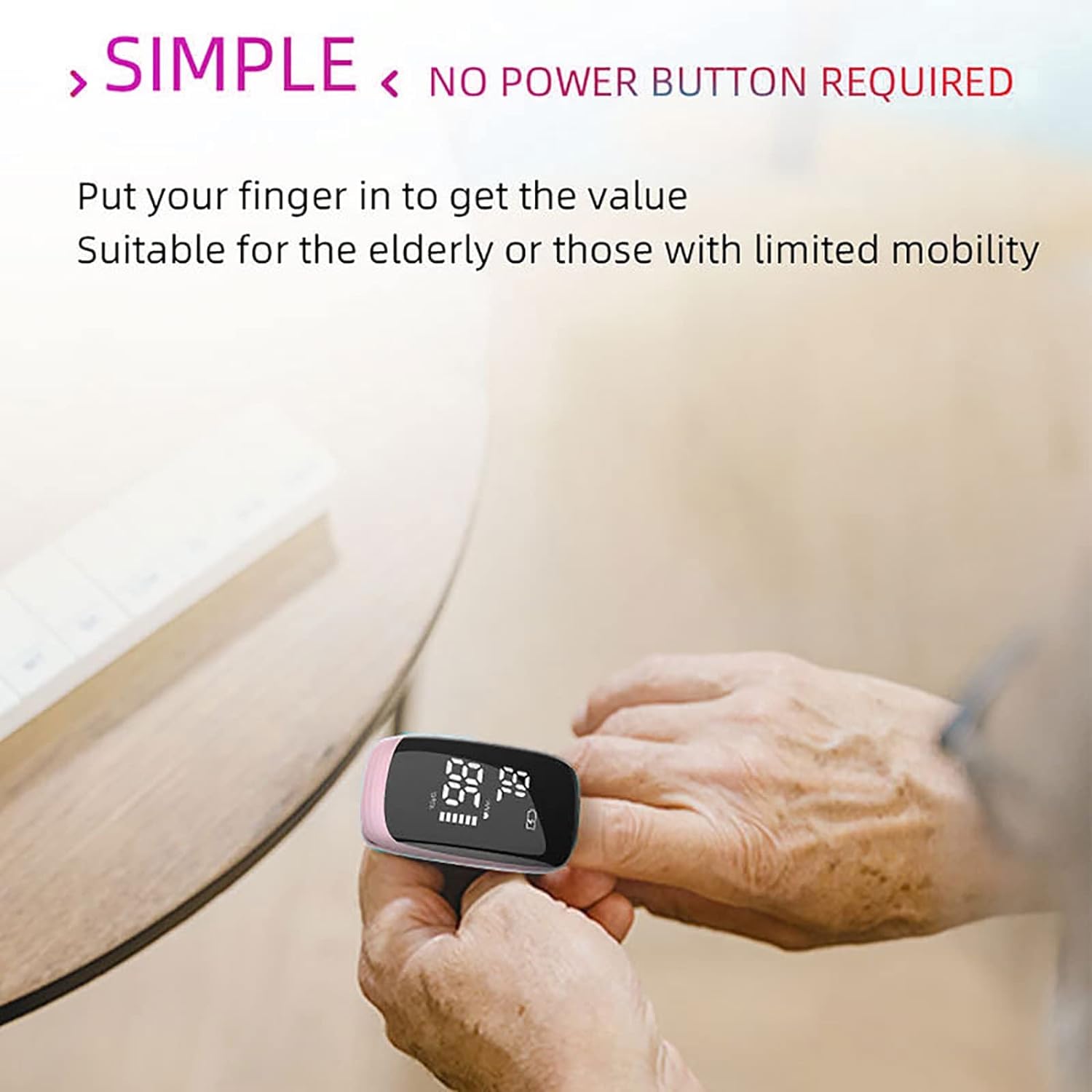 Oximeter, Blood Oxygen Meter, Fingertip Pulse Oximeter, Rechargeable Pulse Oximeter, Accurate Rapid Blood Oximeter SpO2 Reading Outdoor Sports Wide Use