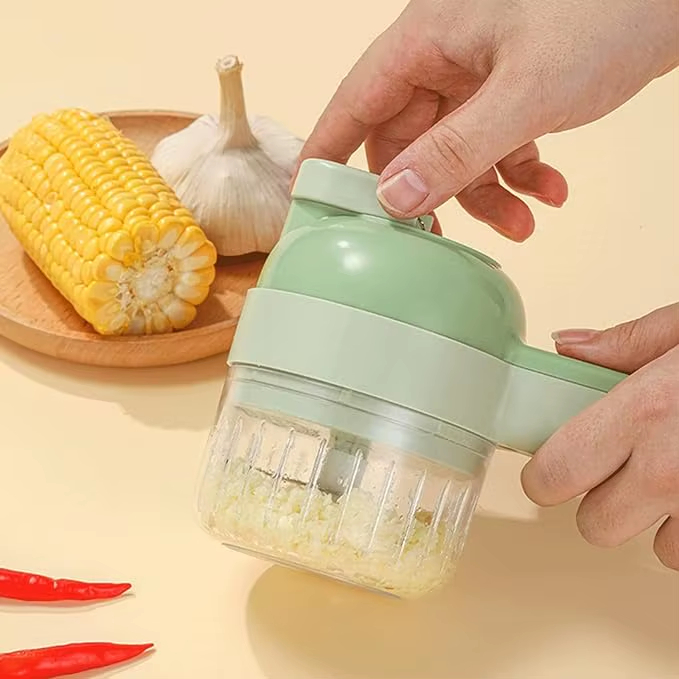 4 in 1 Vegetable Chopper Handheld Electric Vegetable Cutter Set Portable Wireless Garlic Mud Masher Mini Food Processor