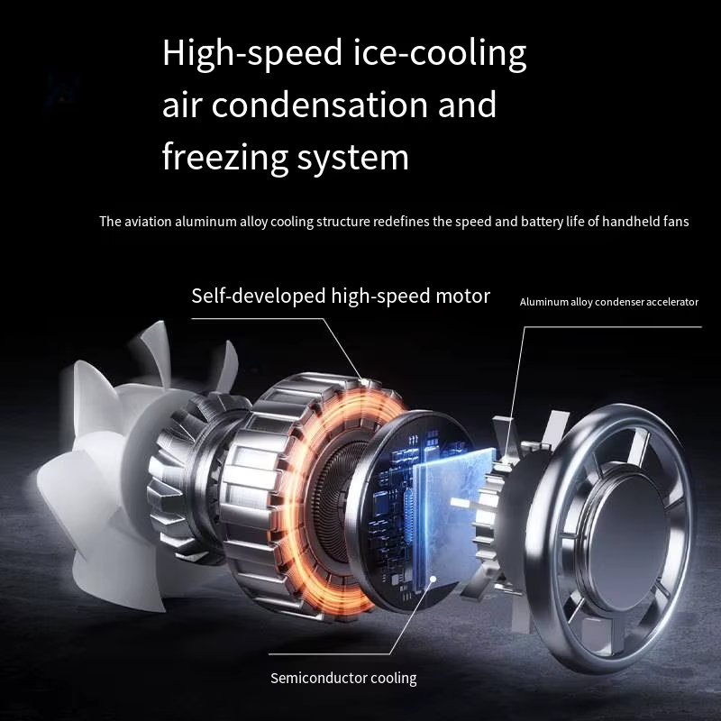 Semiconductor Bladeless Handheld Fan Turbo High Speed Portable USB Rechargeable Brushless Motor Mini Desk Fan Personal Wearable