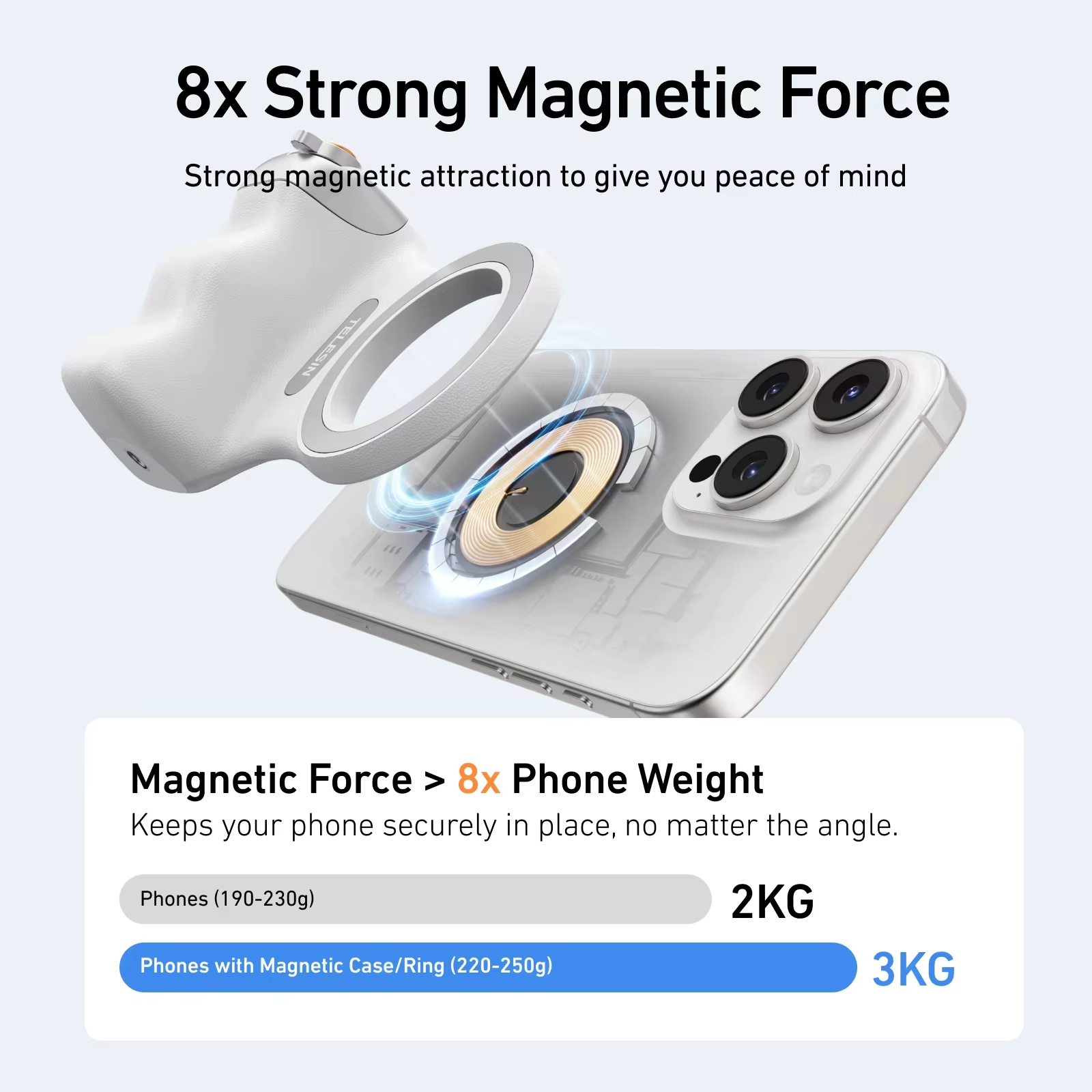Magnetic ABS Selfie LED Lights Phone Holder Photography Aid with Hand Grip for Remote Mobile Use