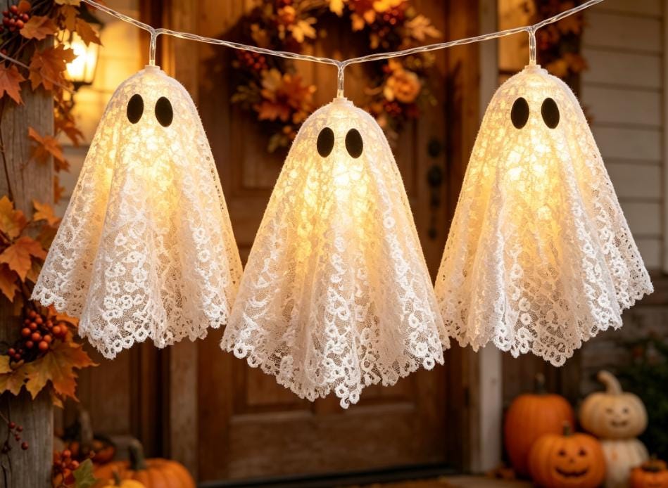 Halloween Ghost String Lights, 2M 10 LED Spooky Ghost Lights, Cute Hanging Decor