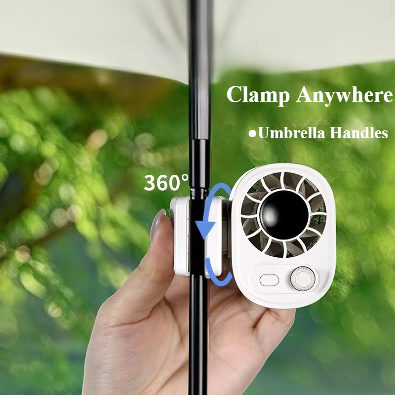 Hipacool Portable Car Clip Fan 360 Rotatable 100 Speed Wind 12V USB Rechargeable Electric Fan Low Noise Mini Fan Clamp Anywhere
