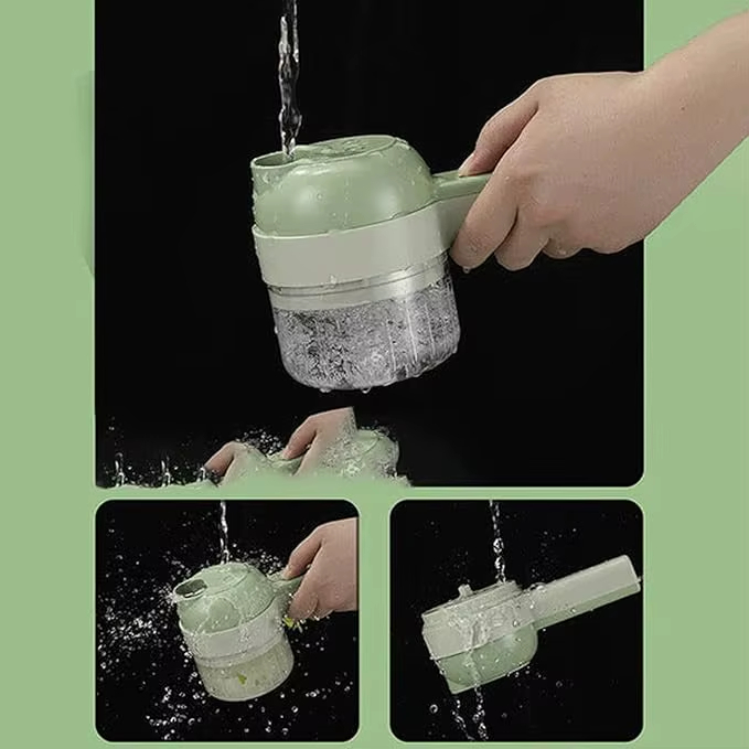 4 in 1 Vegetable Chopper Handheld Electric Vegetable Cutter Set Portable Wireless Garlic Mud Masher Mini Food Processor