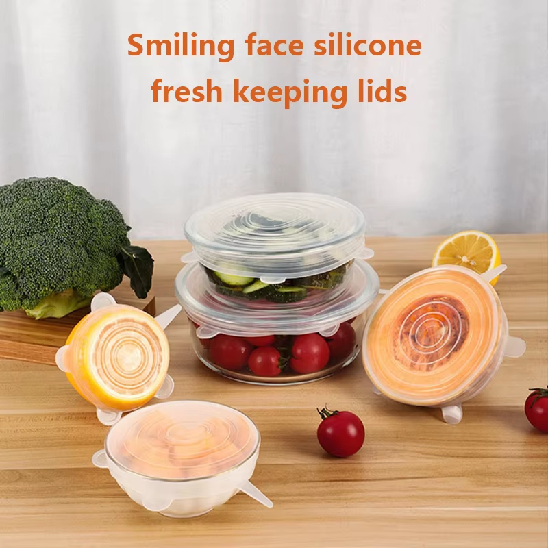 6pcs Hot Sale Kitchen Reusable Elastic Bowl Covers Stretchable Food Grade Silicone Stretch Lids for Food Fresh-keeping in Fridge
